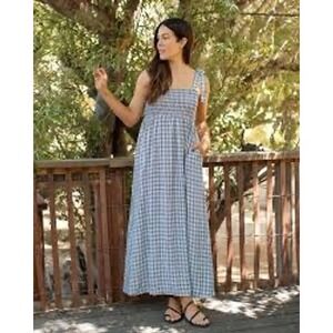 Carly Jean Los Angeles CJLA | Camille Maxi Dress Med Black White Plaid Smocked